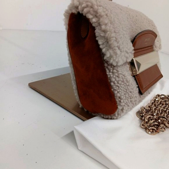 Jimmy Choo Carolina Shearling Shoulder Bag - Cream Multi - Picture 7 of 16